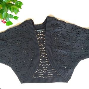 Jeanne Pierre Petit Black Cotton Shrug size PL